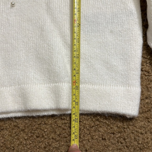 ASOS Pieces high neck pearl detail scallop sweater in cream size small - Picture 10 of 10